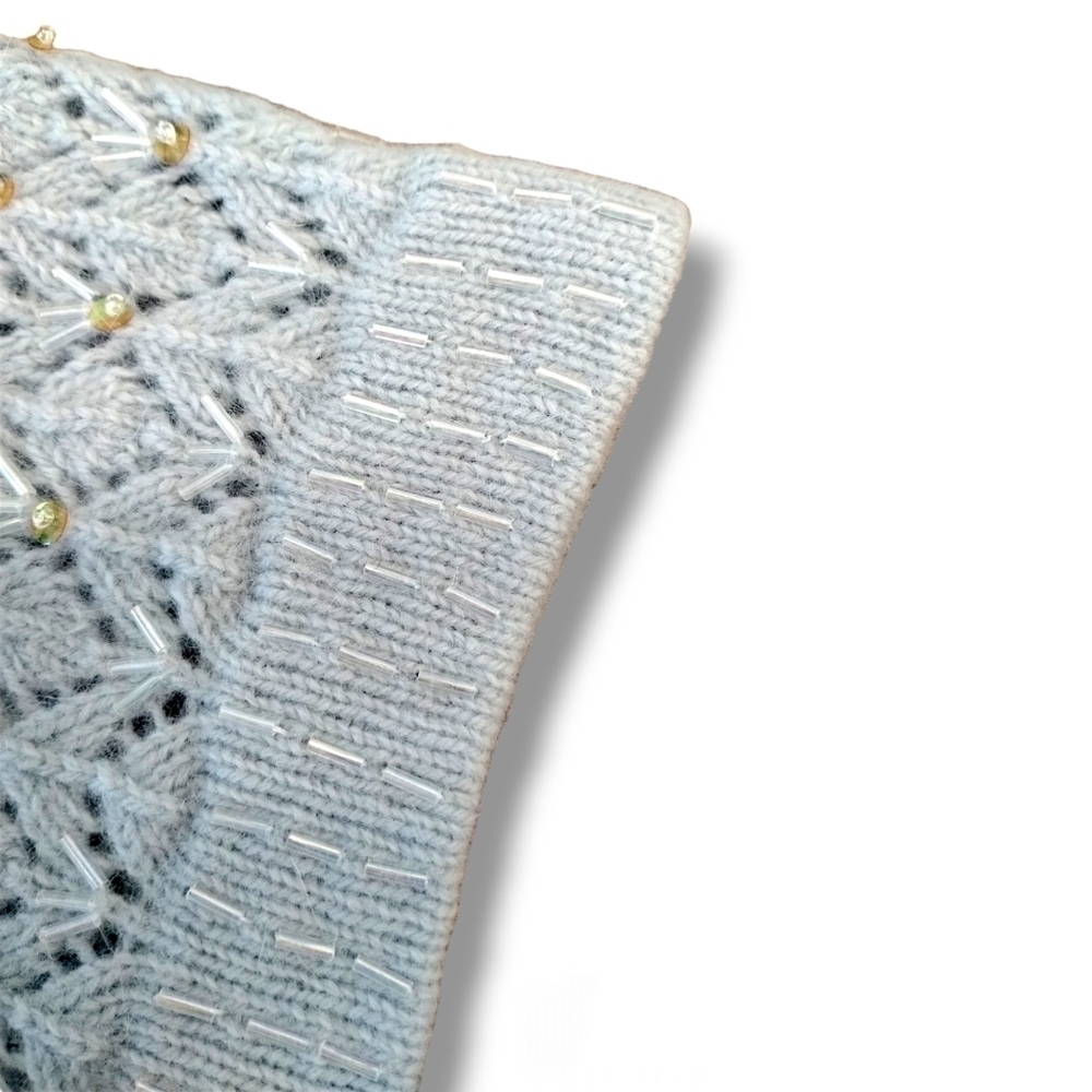 Women's Light Blue Cropped Sweater - Picture 7 of 7